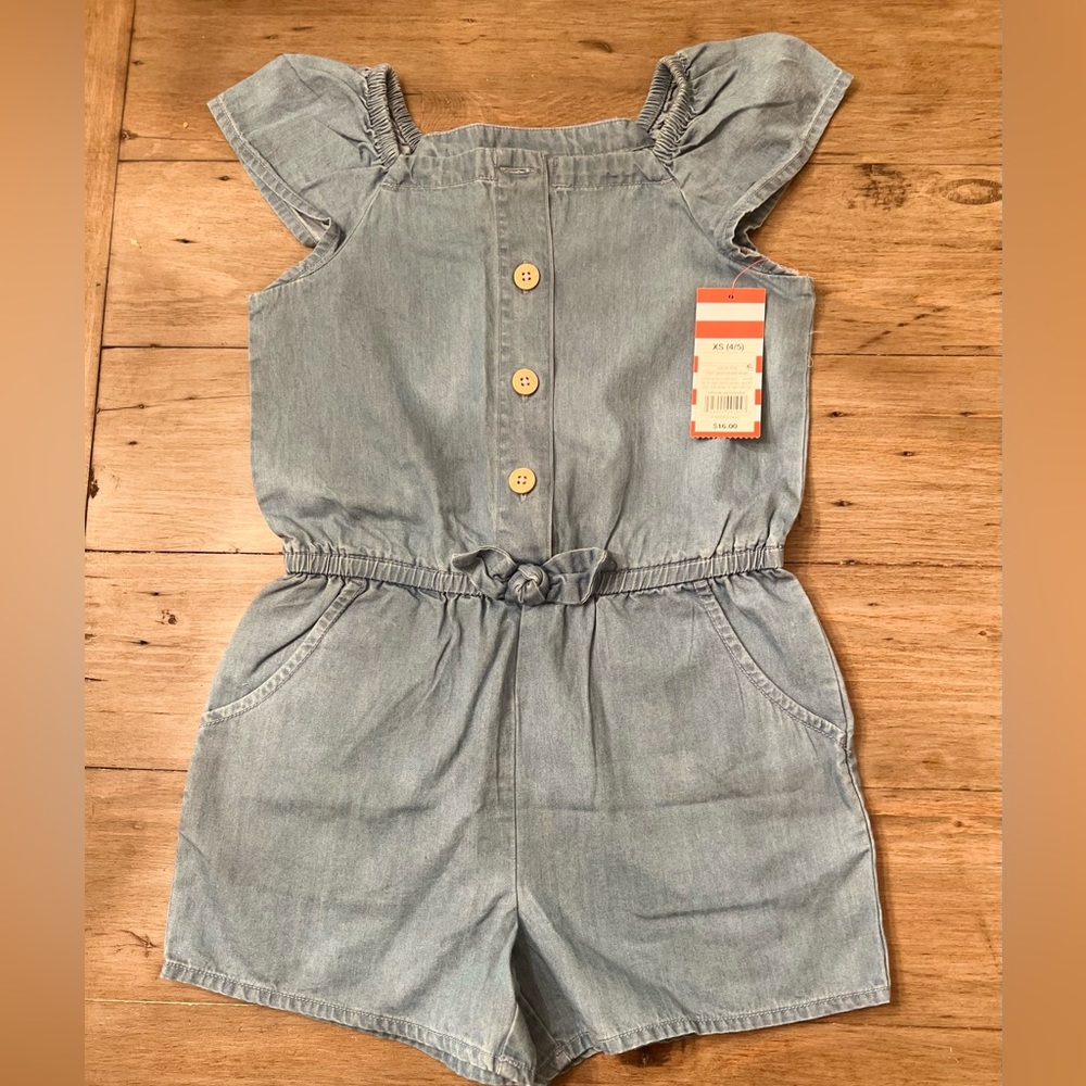 Girls Cat & Jack Denim Romper Size 4/5